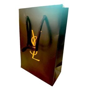 YSL Yves Saint Laurent Black Silver Logo Mini Perfume Shopping Gift Bag